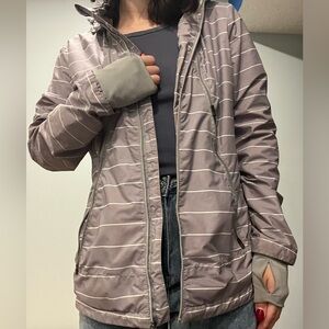 Women's Striped Tan Ski Jacket